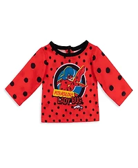 Miraculous Girls Ladybug Pajama Shirt Pants and Matching Doll Outfits 4 Piece Set