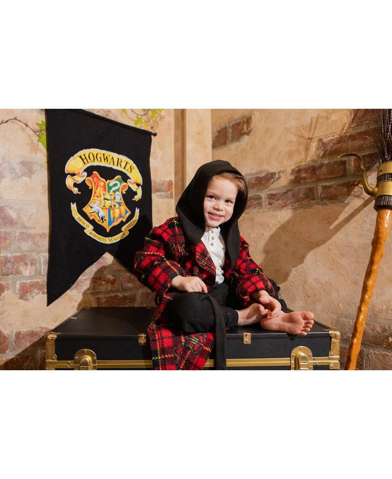 Harry Potter Boys Gryffindor Hufflepuff Ravenclaw Slytherin Fleece Long Sleeve Pajama Sleep Robe