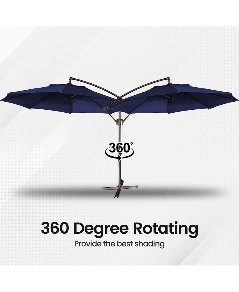 Mondawe 11ft Cantilever/Offset Hanging Patio Umbrella with Easy Tilt and Crank 360° Rotate