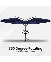 Mondawe 11ft Cantilever/Offset Hanging Patio Umbrella with Easy Tilt and Crank 360° Rotate