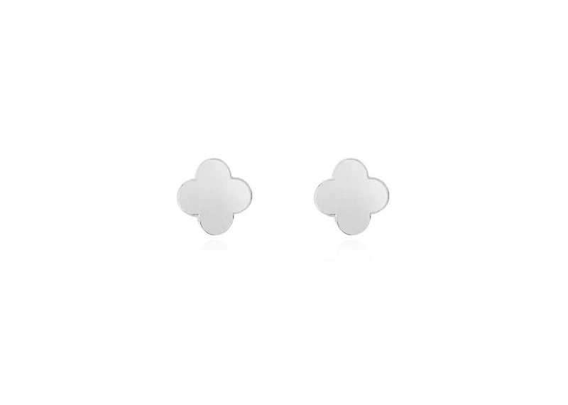 The Lovery Gold Clover Earrings 14K White Gold