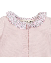 Hope & Henry Baby Organic Ruffle Collar Button Front Sweater Romper