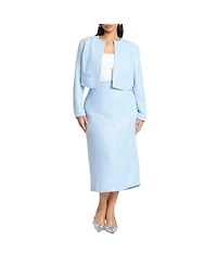 Eloquii Women's Plus Sequin Tweed Midi Skirt