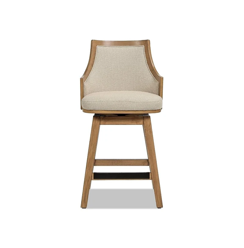 26'' Swivel Cane Rattan Counter Stool (1 Piece), High-Back Bar Chair with Solid Wood Frame-The Pop Home