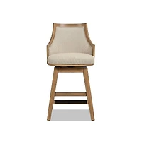 26'' Swivel Cane Rattan Counter Stool (1 Piece), High-Back Bar Chair with Solid Wood Frame-The Pop Home