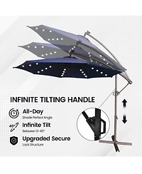 Mondawe 11ft Cantilever/Offset Hanging Patio Umbrella with Solar Light Included