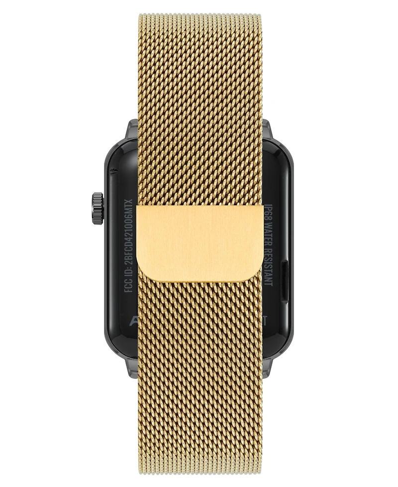 Anne Klein Women's Connect It Stellar Smartwatch with Gold-Tone Stainless Steel Mesh and Red Silicone Band, 45mm