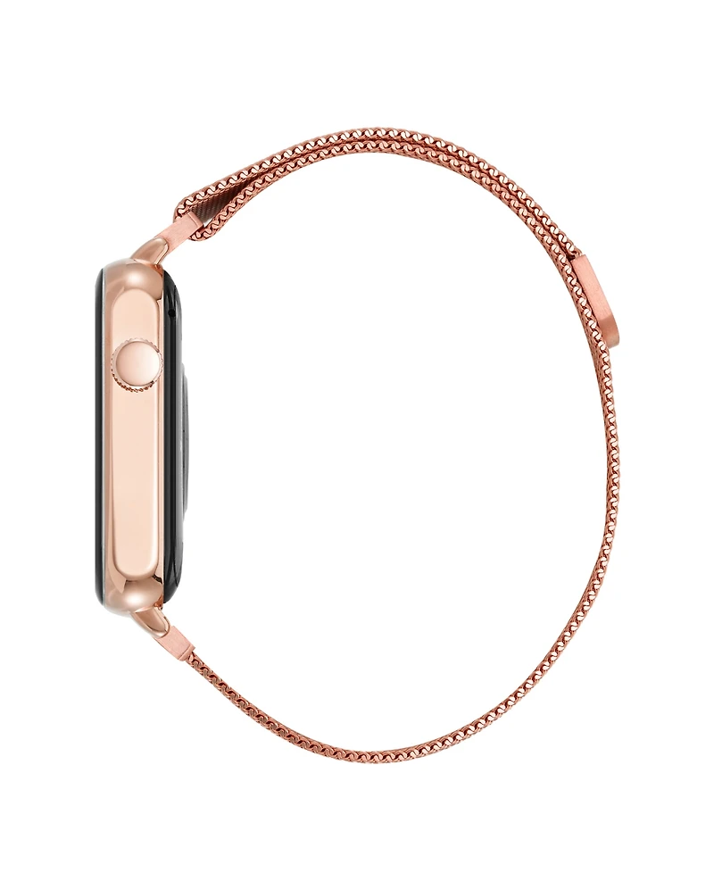 Anne Klein Women's Connect It Stellar Smartwatch with Rose Gold-Tone Stainless Steel Mesh and Pink Silicone Band, 45mm