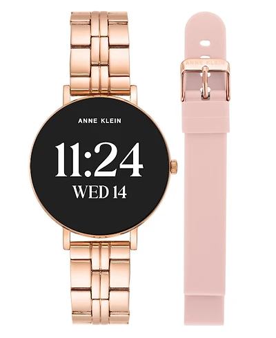 Anne Klein Women's Connect It Prism Smartwatch with Rose Gold-Tone Metal Alloy and Pink Silicone Band, 30mm