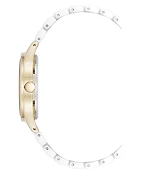 Anne Klein Women's Quartz White Ceramic Bracelet Floral Dial Watch, 34mm