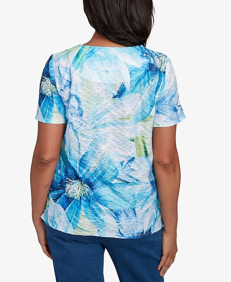 Alfred Dunner Women's Crew Neck Floral Top