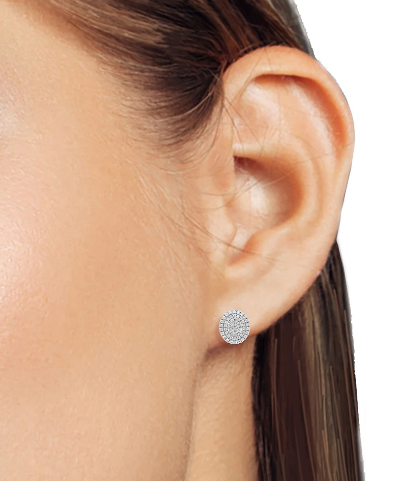 Forever Grown Diamonds Lab Diamond Double Halo Cluster Stud Earrings (2 ct. t.w.) Sterling Silver or 14k Gold-Plated