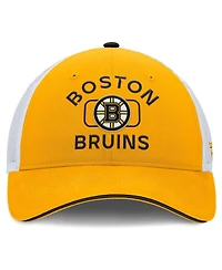 Fanatics Men's Gold/White Boston Bruins Authentic Pro Rink Trucker Hat