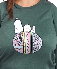 Hybrid Apparel Plus Peanuts Snoopy Easter Egg Graphic Pullover T-Shirt