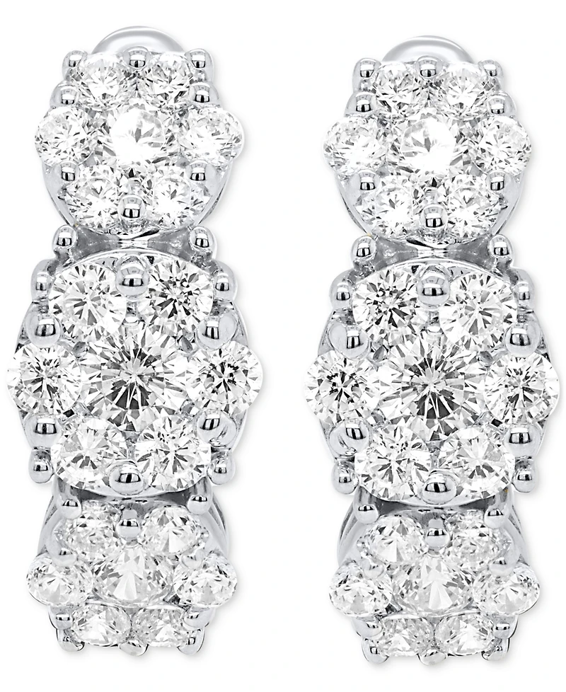Forever Grown Diamonds Lab Grown Diamond Triple Cluster Statement Earrings (2 ct. t.w.) in Sterling Silver or 14k Gold-Plated Sterling Silver