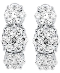 Forever Grown Diamonds Lab Grown Diamond Triple Cluster Statement Earrings (2 ct. t.w.) in Sterling Silver or 14k Gold-Plated Sterling Silver