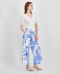 T Tahari Women's Printed Wide-Leg Pull-On Pants