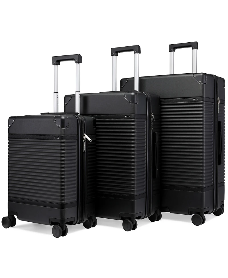 Elle Belleville 3-Piece Expandable Retro Spinner Luggage Set