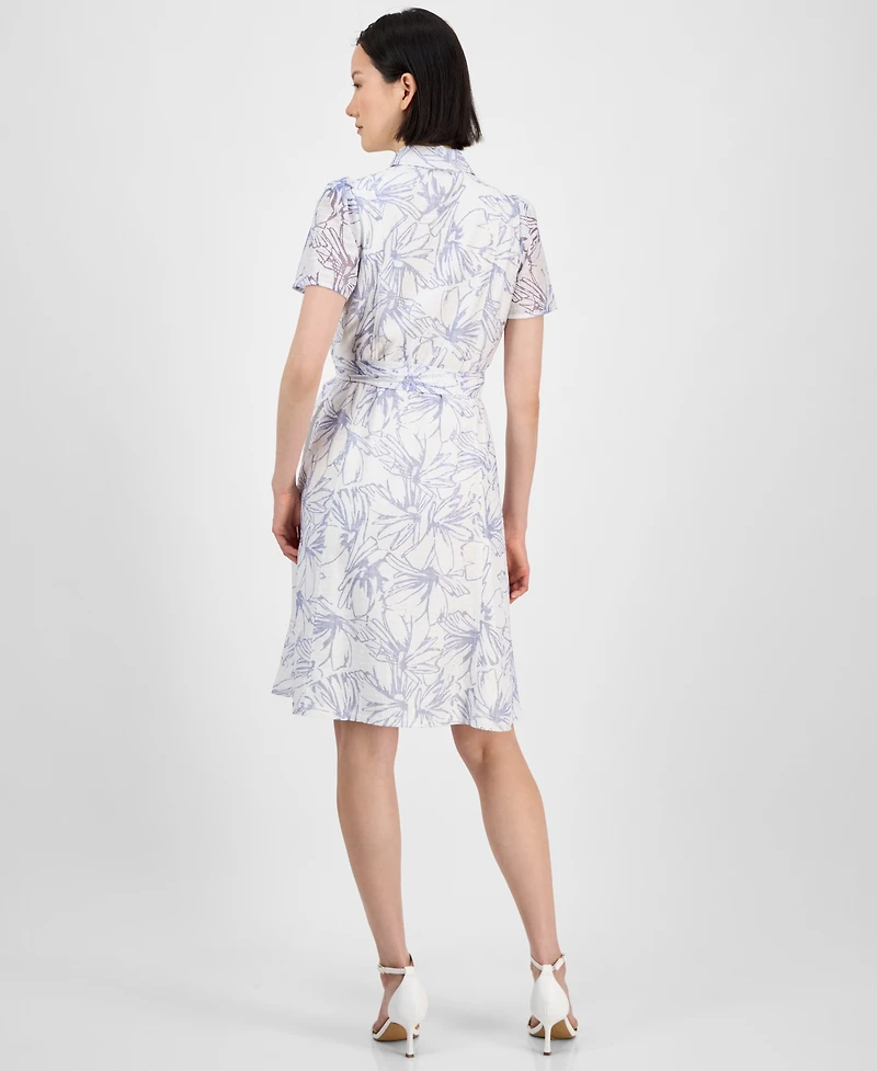 Anne Klein Women's Short-Sleeve Tie-Waist Shirtdress