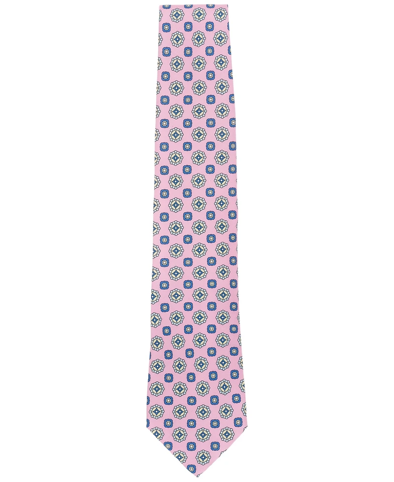 Men's Classic Double Medallion Print Silk Tie