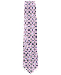 Men's Classic Double Medallion Print Silk Tie