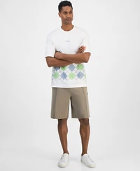 Hugo by Hugo Boss Men's Dulapo Oversized Short Sleeve Crewneck Argyle T-Shirt
