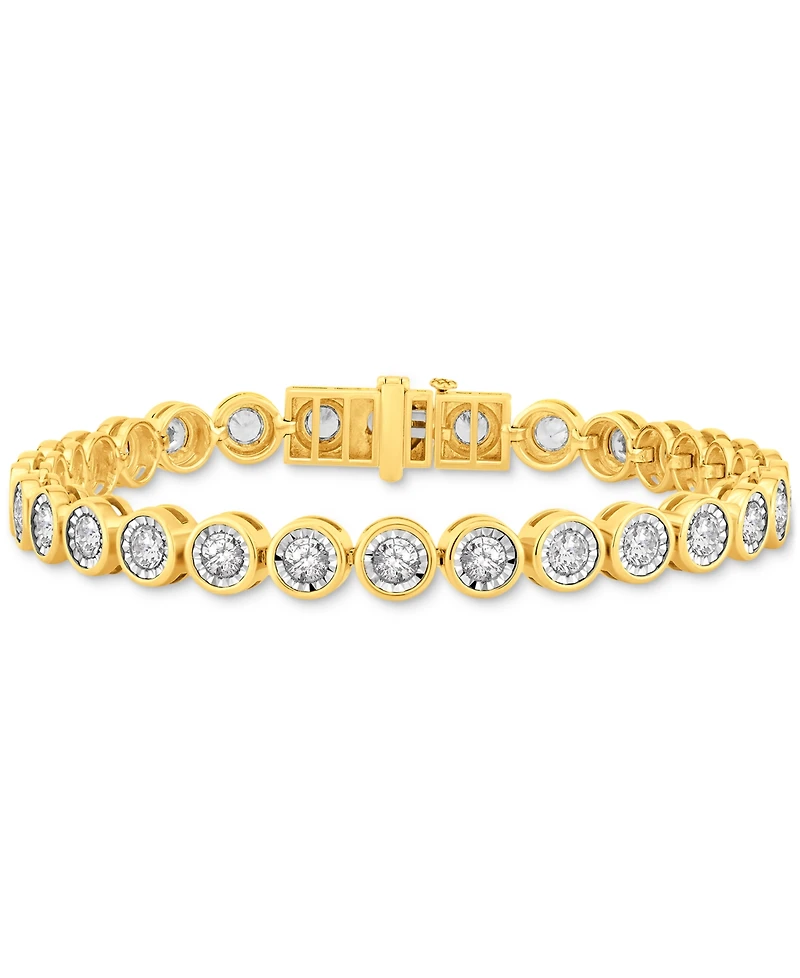 Men's Diamond Bezel Link Tennis Bracelet (6 ct. t.w.) in 10k Two-Tone Gold