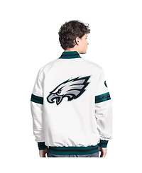 Starter Men's White Philadelphia Eagles Scout Full-Snap Varsity Jacket
