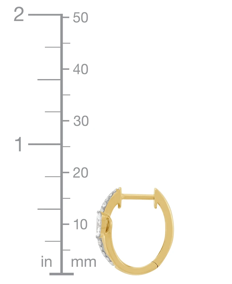 Forever Grown Diamonds Lab Grown Diamond Marquise & Round Small Hoop Earrings (1/2 ct. t.w.) in 14k Gold-Plated Sterling Silver