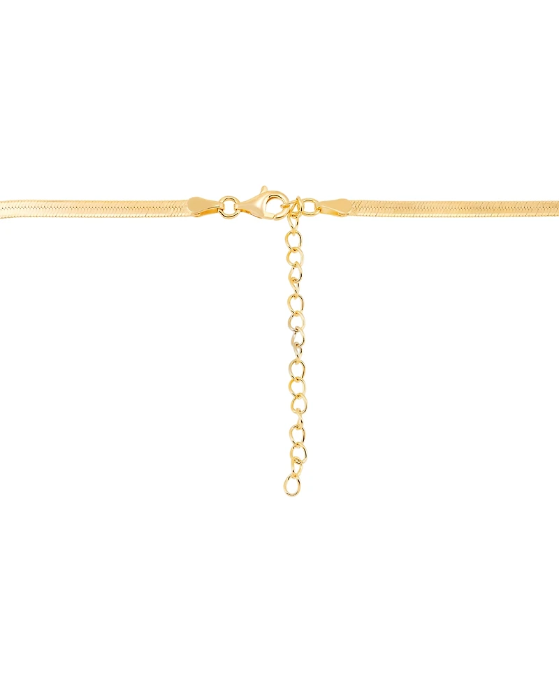 Forever Grown Diamonds Lab Grown Diamond Bezel Herringbone Collar Necklace (1/2 ct. t.w.) in 14k Gold-Plated Sterling Silver, 16" + 2" extender