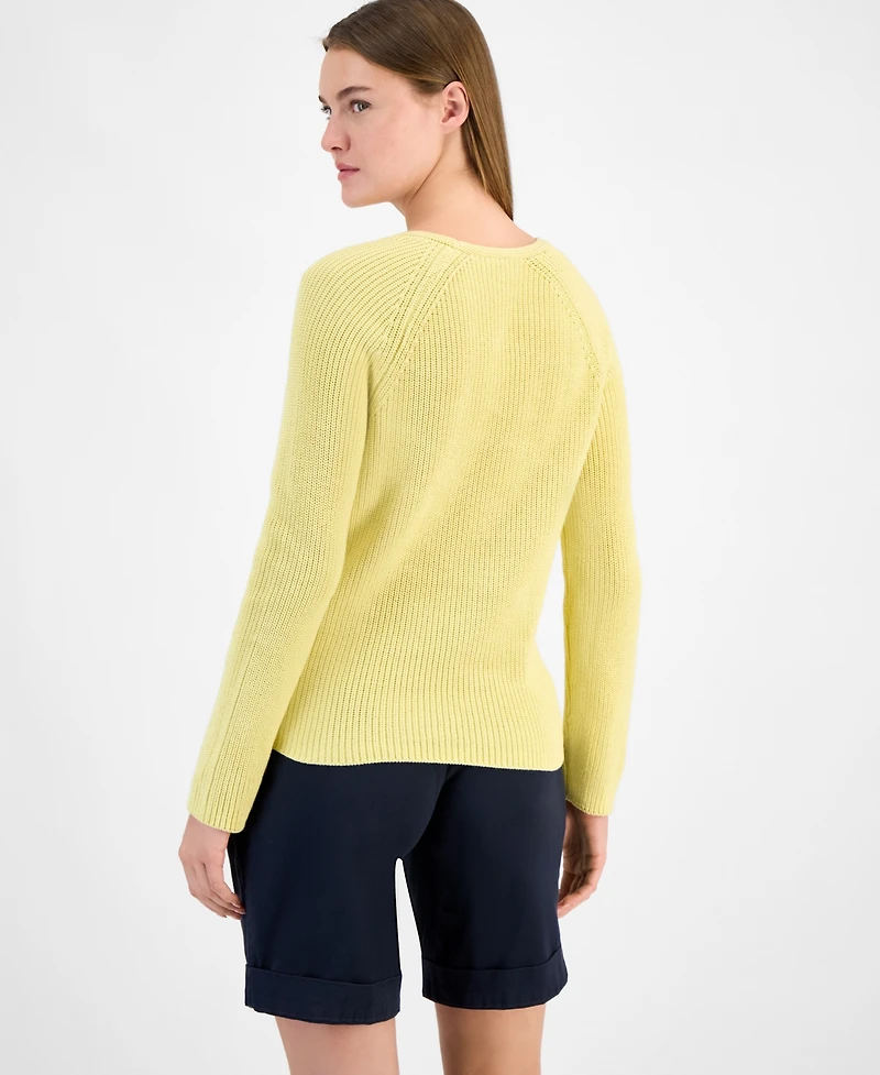 Boss Orange Women's V-Neck Long-Sleeve Cotton Sweater
