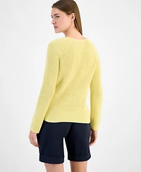 Boss Orange Women's V-Neck Long-Sleeve Cotton Sweater