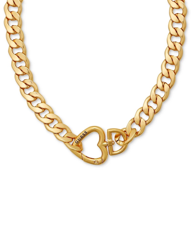Guess Gold-Tone Heart Closure Chunky Open Link 18" Chain Necklace