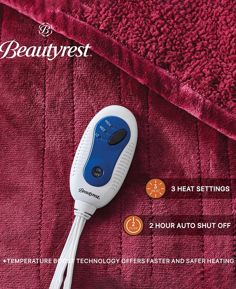 Beautyrest Microlight Electric Reversible Plush to Berber Throw, 60" x 70"