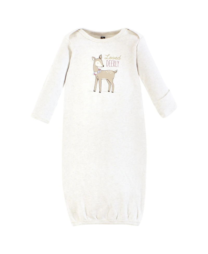 Hudson Baby Girls Layette Essentials Gown, Swaddle Wrap, and Headpiece Option