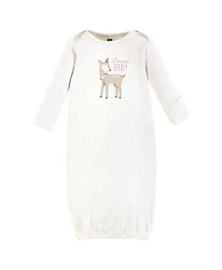 Hudson Baby Girls Layette Essentials Gown, Swaddle Wrap, and Headpiece Option