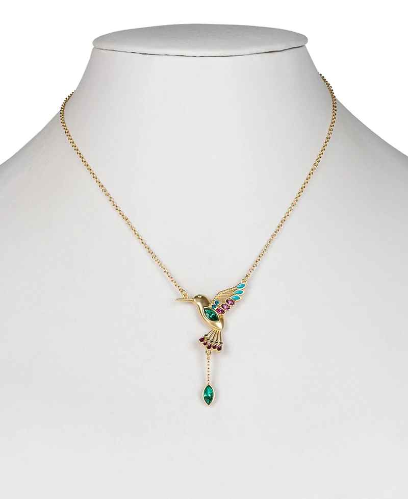 Patricia Nash Gold-Tone Stone & Bead Hummingbird Statement Necklace, 18" + 3" extender