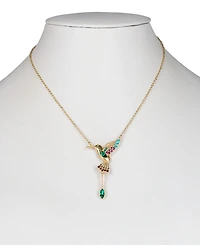 Patricia Nash Gold-Tone Stone & Bead Hummingbird Statement Necklace, 18" + 3" extender