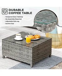 Xizzi 12 Pieces Outdoor Furniture Patio Sectional Sofa,No Assembly Required Pe Wicker Conversation Sets with Armchairs,Ottomans and Coffee Table