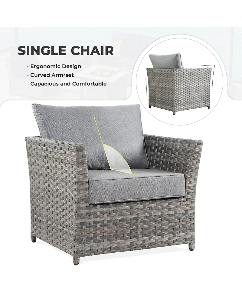 Xizzi 13 Pieces Outdoor Furniture Patio Sectional Sofa,No Assembly Required Pe Wicker Conversation Sets with 42" Fire Pit,Armchairs,Ottomans and Coffe