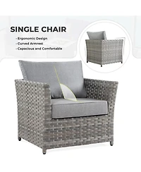 Xizzi 13 Pieces Outdoor Furniture Patio Sectional Sofa,No Assembly Required Pe Wicker Conversation Sets with 42" Fire Pit,Armchairs,Ottomans and Coffe