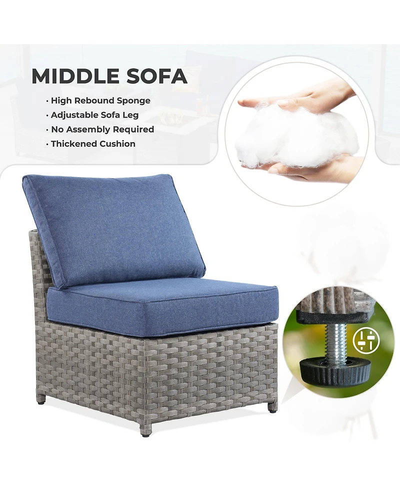 Xizzi 13 Pieces Outdoor Furniture Patio Sectional Sofa,No Assembly Required Pe Wicker Conversation Sets with 42" Fire Pit,Armchairs,Ottomans and Coffe