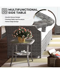 Xizzi 13 Pieces Outdoor Furniture Patio Sectional Sofa,No Assembly Required Pe Wicker Conversation Sets with 42" Fire Pit,Armchairs,Ottomans and Coffe
