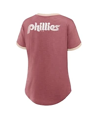 Fanatics Women's Burgundy Philadelphia Phillies Binge Worthy Stadium Slub V-Neck T-Shirt