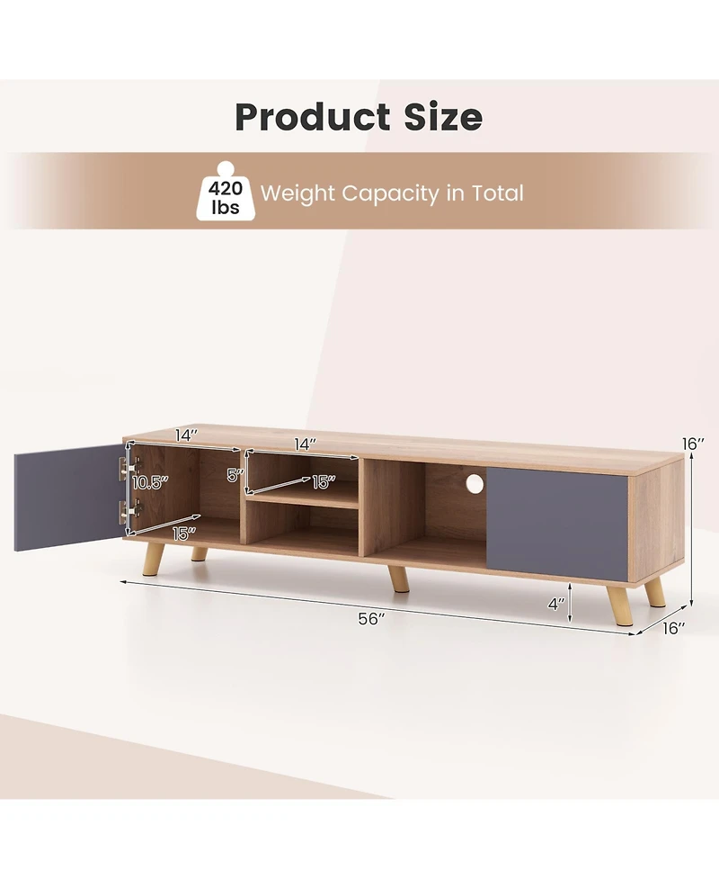 Tv Stand Cabinet for TVs up to 65 Inch with Open Shelf for Living Room