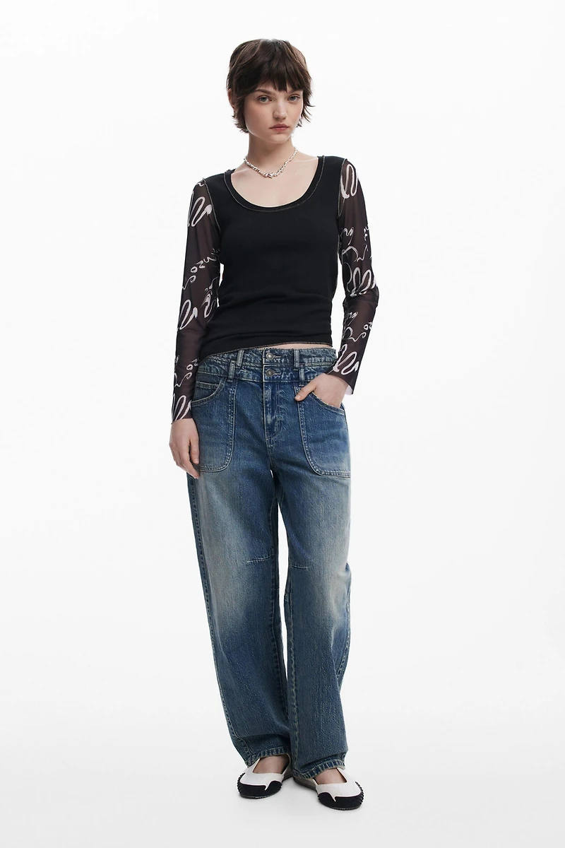 Desigual Women's Lettering sleeve T-shirt
