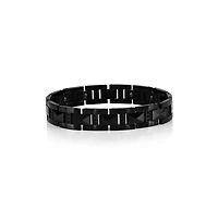Magnetic Tungsten Link, Cz Bracelet - Black Plated