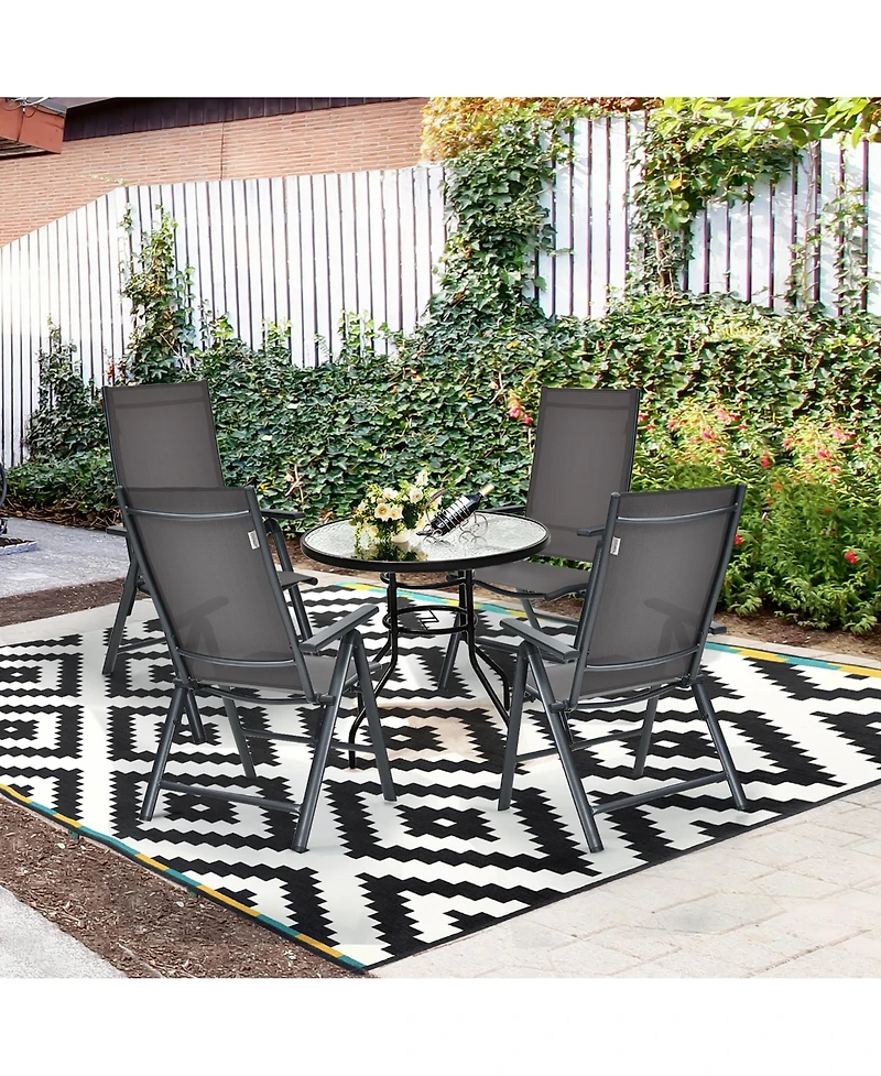 4PCS Patio Folding Dining Chairs Aluminium Adjustable Back