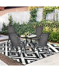4PCS Patio Folding Dining Chairs Aluminium Adjustable Back