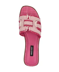 Nine West Women's Germanny Frayed Flat Slide Sandals